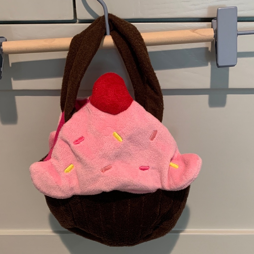 Plush Pink & Brown Cupcake Kids Tote purse